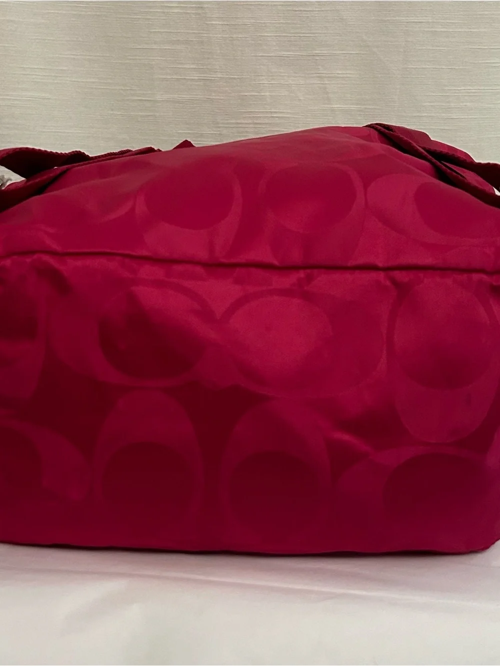 Coach Hot Pink‎ Signature Nylon Double C Drawstring Backpack